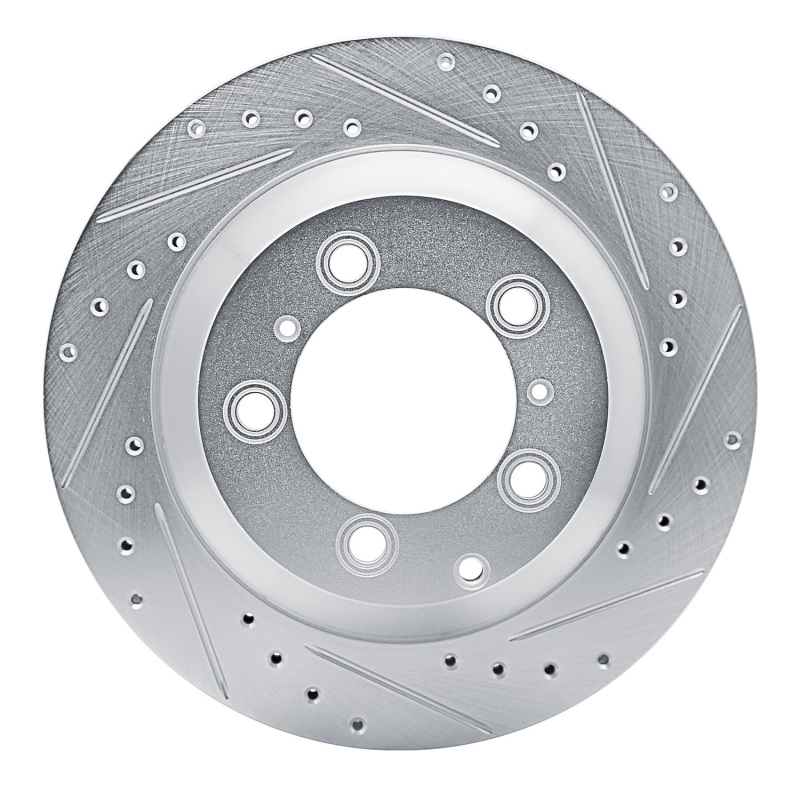 Porsche Cayenne Brake Rotor (1) - Rear Right - R1 Concepts - Drilled & Slotted - Silver - `19-`23